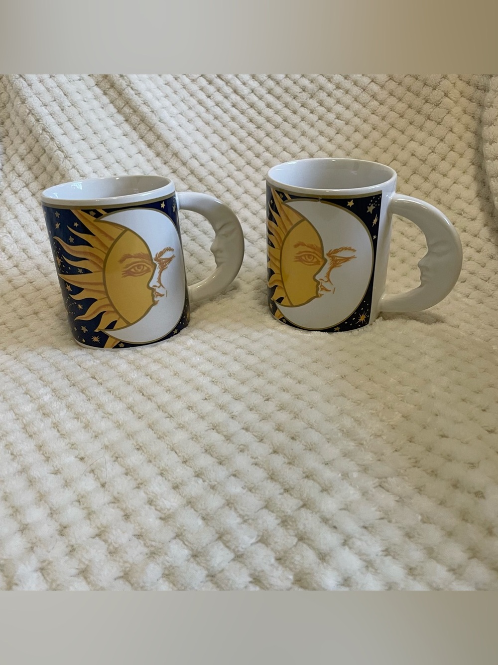 Vitromaster Gold Sun & Moon Ceramic Mug with White crescent moon Handle